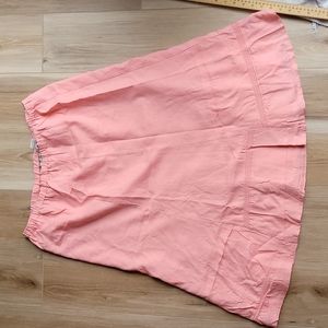Lined linen skirt with elastic waist